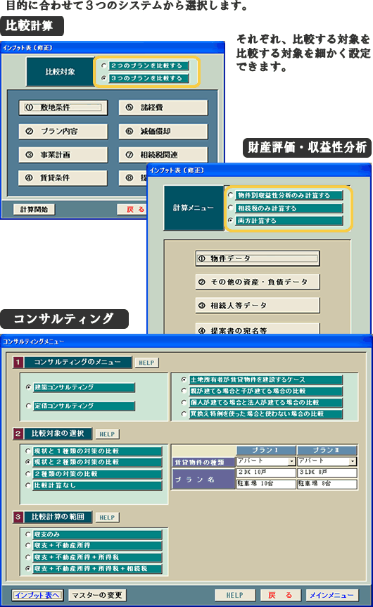 最適土地活用方法検討_3つのシステム